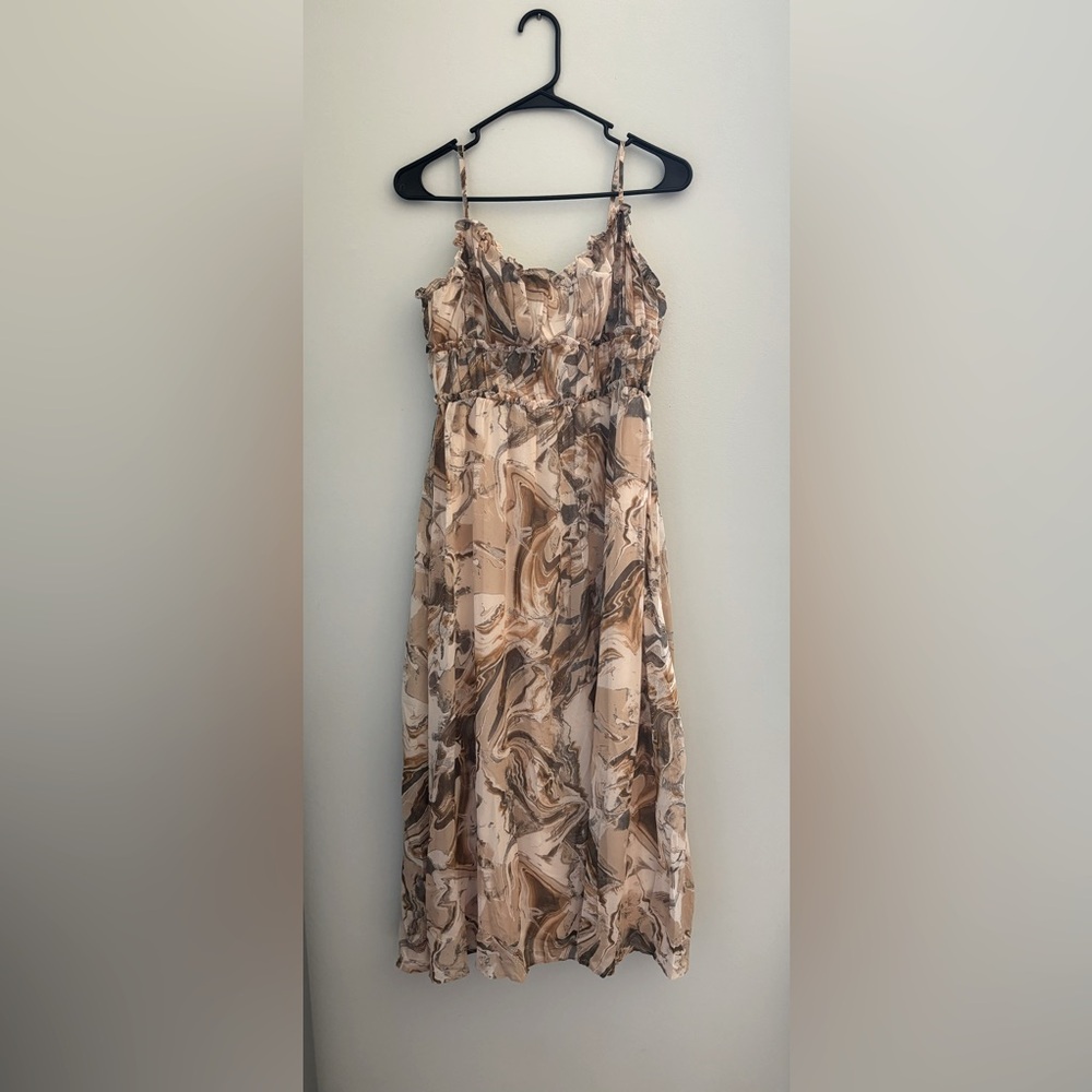 Mittoshop Taupe Marbled Midi Dress -size M